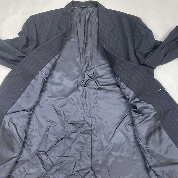 Brooks Brothers Makers Brooksease Pinstripe Blazer Jacket Sz 45 Long Black Wool - Picture 4 of 9